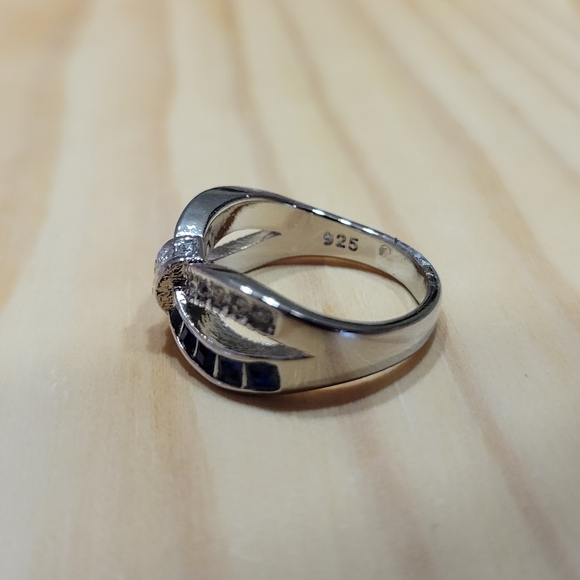 Blue Infinity Simulated Diamond Silver Ring NEW - Picture 6 of 8